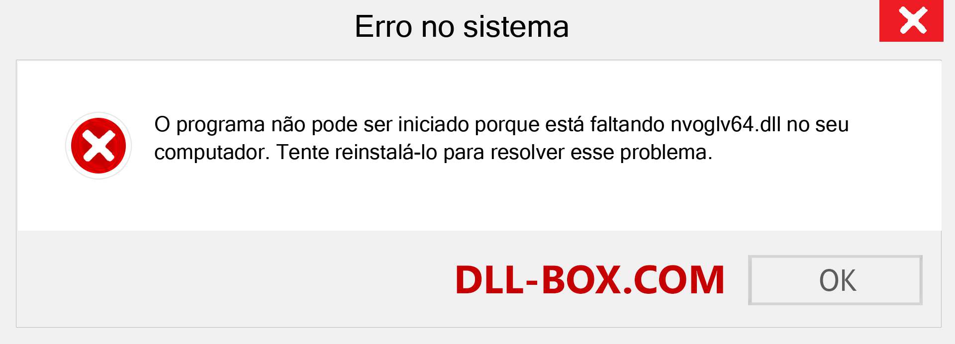 Arquivo nvoglv64.dll ausente ?. Download para Windows 7, 8, 10 - Correção de erro ausente nvoglv64 dll no Windows, fotos, imagens